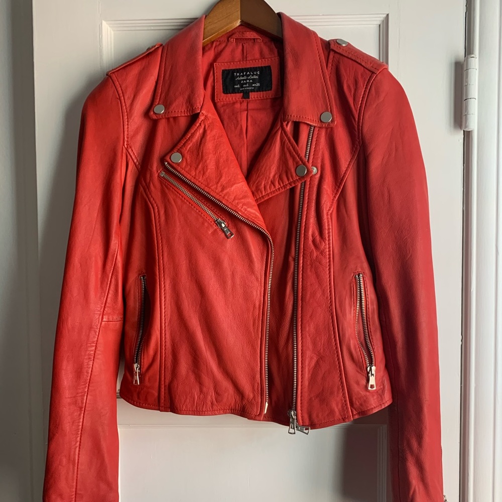Zara Motto Jacket Red Small